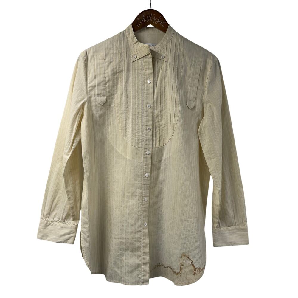 See By Chloe Button Up Shirt Yellow Striped Lagenlook Classic 2